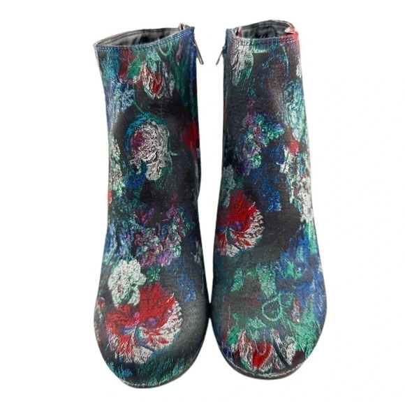 Zigisoho Nydia ankle bootie size 7 multicolored metallic floral brocade boot - Picture 3 of 14